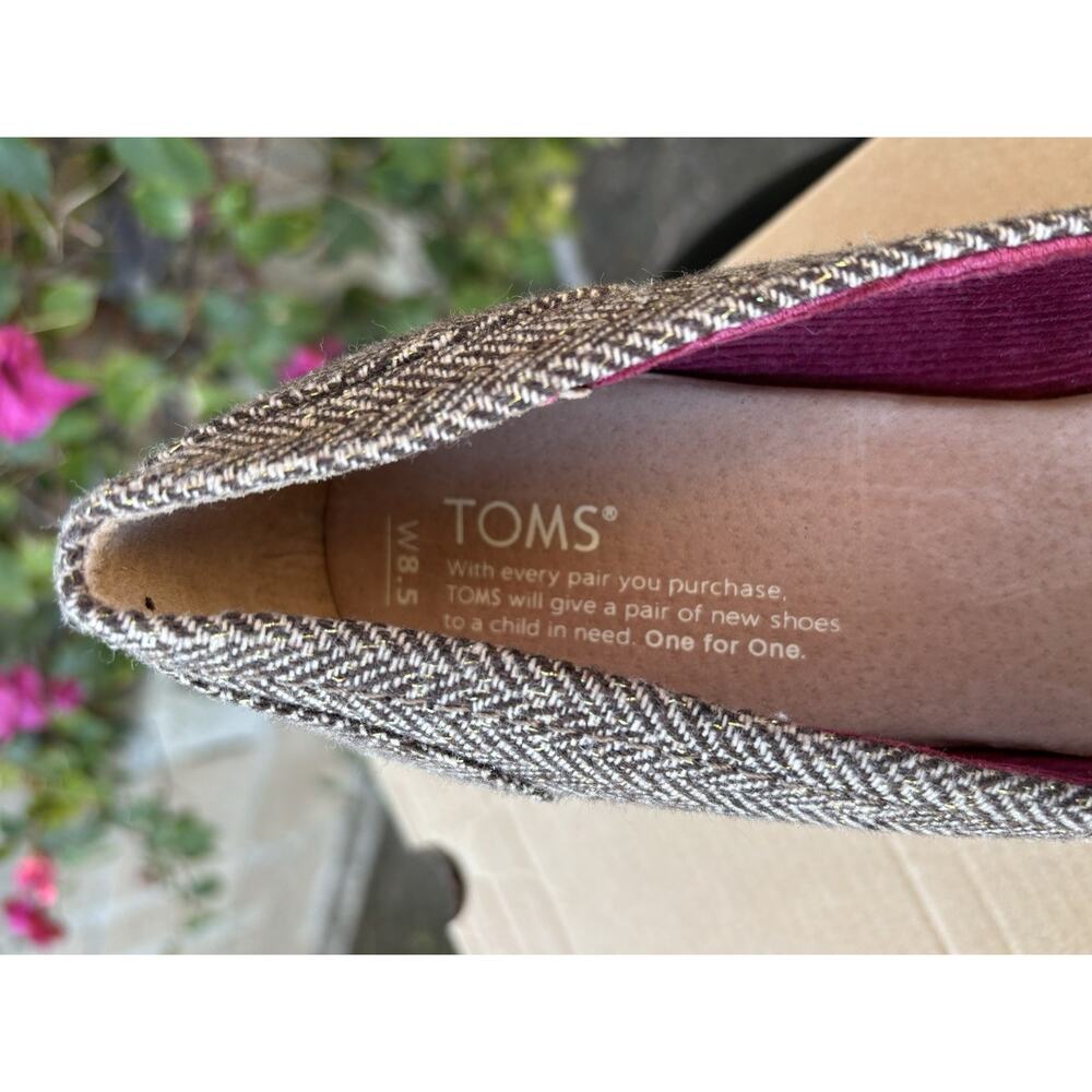 TOMS Canvas Wedge Cork Heel Open Peep Toe Shoes Grey Sz 8.5 - Picture 11 of 11